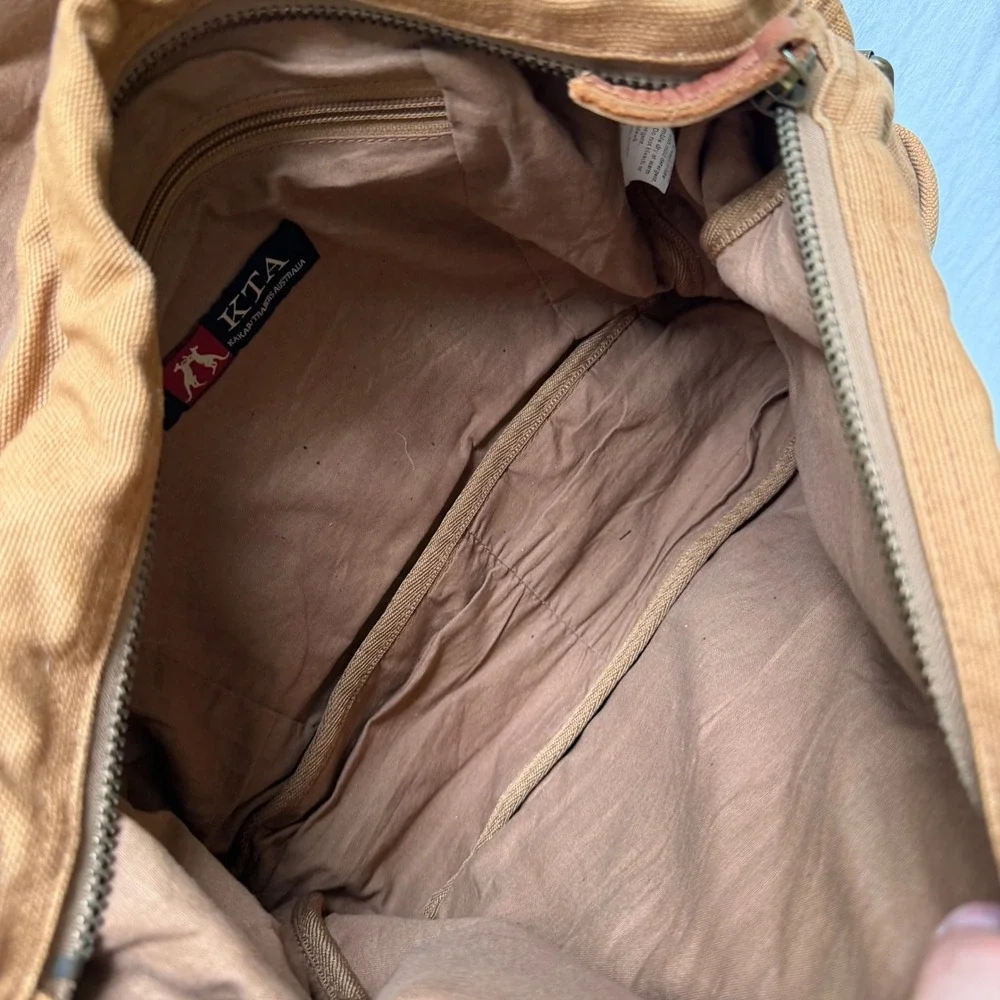 Kakadu Traders Australia Canvas Messenger Bag Tan Leather Trim Outdoor Equipment
